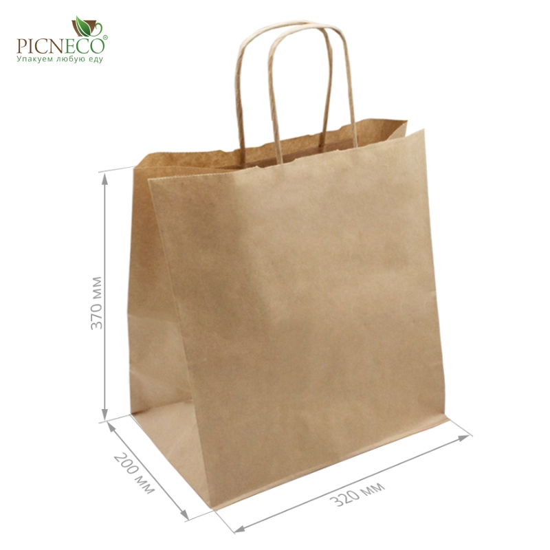 товар Бумажный крафт пакет с кручеными ручками, 320*200*370 мм KPK032